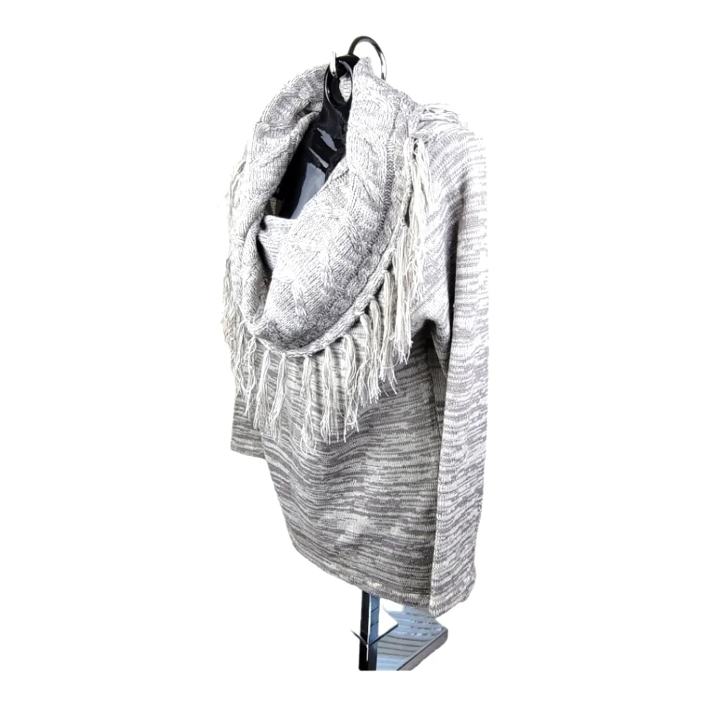 **PLUS SIZE** Ashley Stewart Fringed Cowl Neck Tunic Sweater‎